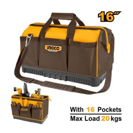 Sac à outils 16″ 16poches base renforcée INGCO