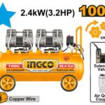 Compresseur Silencieux 100L 2×1200W 3.2HP INGCO