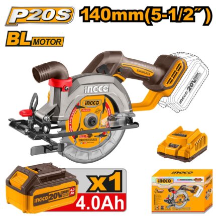 SCIE CIRCULAIRE 20V 140mm 1BATT 4Ah INGCO