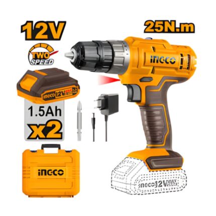 PERCEUSE VISSEUSE 12V 25Nm (+2 Batteries) INGCO